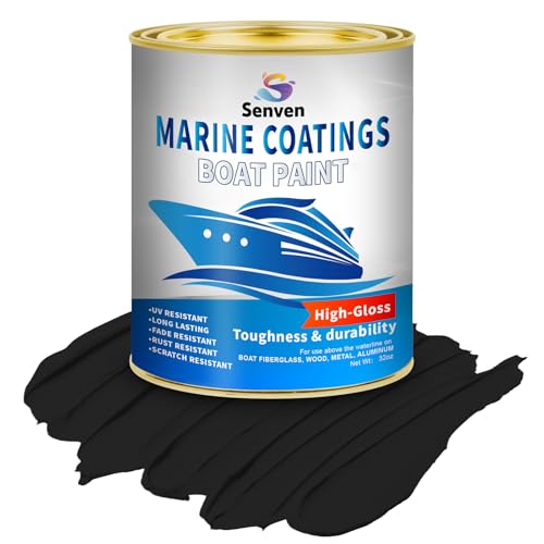 SENVEN Boat Paint, 35 Oz, Gloss Black, Marine Paint, Boat Topside Bottom Enamel Paint, Marine Paint for Boats, Wood, Fiberglass, Aluminum, Metals, Oil-Based Epoxy Paint Black