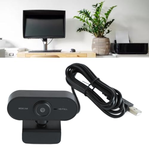 Câmera de Computador, Webcam de Computador HD 1080P USB Com Microfone Embutido, Foco Automático, Plu