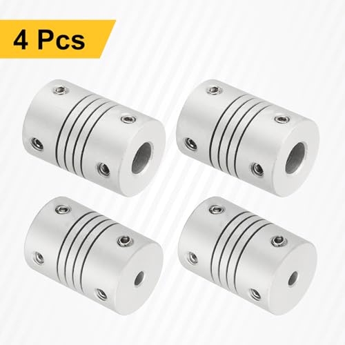QUARKZMAN 4 Stück Flexible Kupplungen 3mm Bis 6.35mm Aluminiumlegierung Verbindungsstück Flexible Wellenkupplungen Motorkupplung Für 3D Drucker CNC Maschine Motor Encoder D16 x L23mm