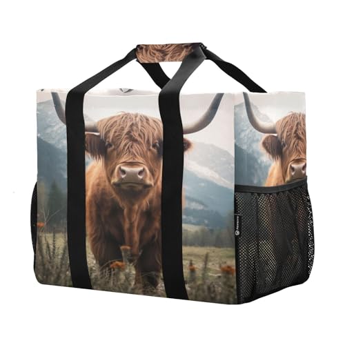 Highland Cow Large Beach Bag Waterproof Beach Tote Bags for Women Travel Gym Pool2