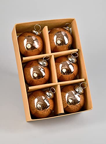 Serene Spaces Living SSLBG6088BZSFS Set Of 6 Antique Bronze Mercury Glass Christmas Ball Ornament thumb #3