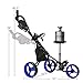 DORTALA Golf Push Pull Cart, Lightweight 3 Wheels Golf Push Cart, Golf Trolley W/Storage Bag & Foot Brake, 4 Height Positon Handle, Quick Open Golf Push Cart, Blue