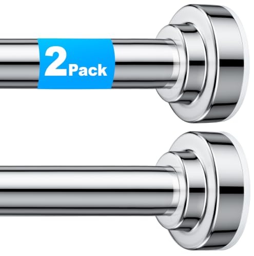 Image of TEECK 2 Pack Shower Curtain Rod, 32-43 inch Adjustable Spring Tension Curtain Rod, Never Rust Anti-Slip Shower Curtain Rod for Bathroom, No Drilling, Never Collapse, Easy to Use, Silver