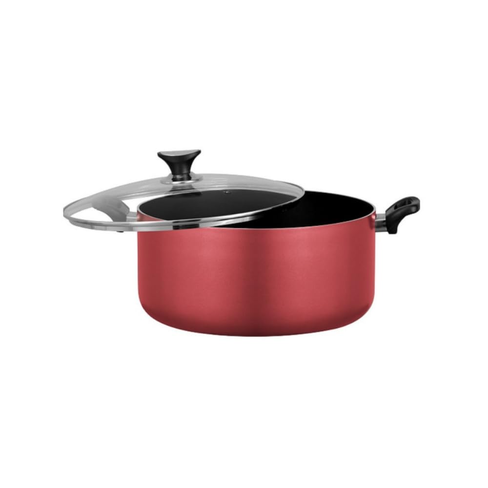 Sonex Non Stick Casserole With Glass Lid, Heavy Material Stock Pot, Dishware Safe, Durable Bakelite Handle, PFOA Free Teflon Non Stick Coat, Healthy Cooking, Uniform Heating, Pink (34cm, 13.5 Liters)