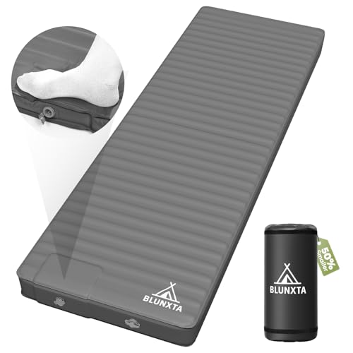 blunxta Self Inflating Sleeping Pad with Foot Pump, 2 Inch Thick Memory Foam Camping Pad, Quick...
