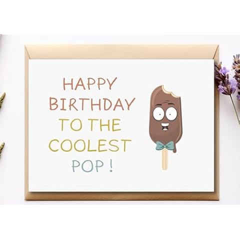 TEEMI-Funny Birthday Pun Card, Cute Birthday Card for Papa, Dad, Happy Birthday to The Coolest Pop, Popsicle Card Cover