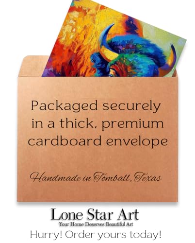 Lone Star Art Mighty Bison Abstract National Park Farmhouse Landscape 11X14 Unframed Poster American Buffalo Cabin Painting Vibrant Rustic Style thumb #2