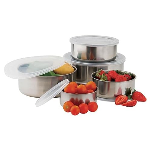 Conjunto de Tigelas de Inox com Tampa – 5 peças. Elegância e Durabilidade para Sua Cozinha