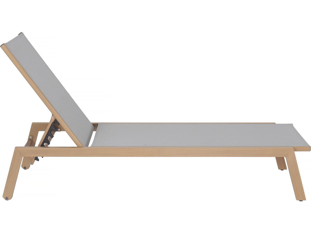 habitat et jardin Aluminium-Sonnenliege mit Holzoptik Elysia – Hellgrau