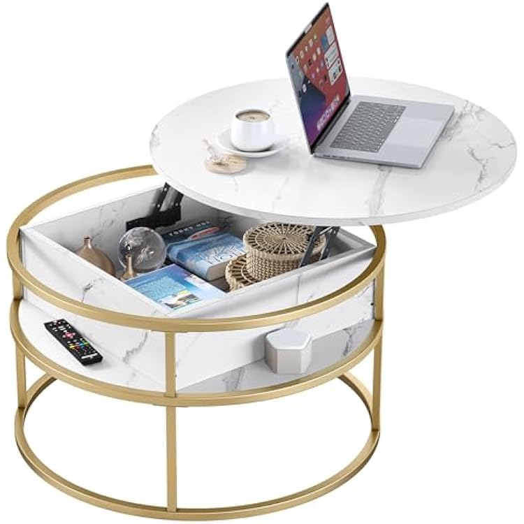 YITAHOME Round Lift Top Coffee Table - White Marble Philippines | Ubuy
