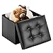 YOUDENOVA Puff Almacenaje Cuadrado con Tapa Plegable, Taburete con Espacio de Almacenamiento Piel Sintética, Baúl Almacenaje para Dormitorio, Caja de Almacenamiento 43x33x33cm Negro