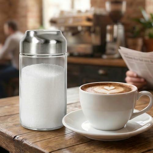 image for Aelga Sugar Dispenser with Flip-Top Pour Spout, 12 oz Glass Multi-Purp