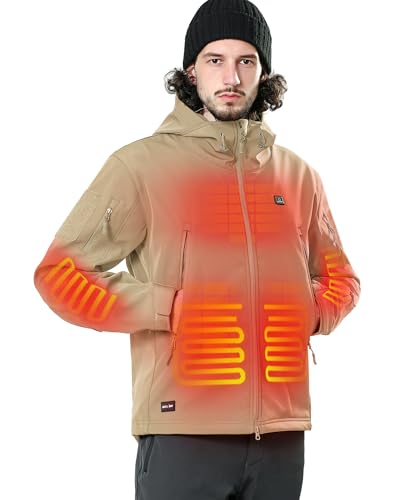 Image of DEWBU Heated Jacket for Men with 12V Battery Pack Winter Outdoor Soft Shell Electric Heating Coat