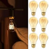 Sunco 6 Pack Vintage LED Edison Bulbs, E26 Spiral Filament Light, 5.5W=40W, 2200K Amber Light, Dimmable, 450 LM, 25000 Lifetime Hours ETL