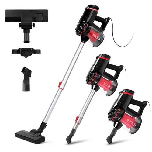 Aigostar Aspirador de Mano y Vertical 3 en 1. Potencia 600W, Filtro HEPA. Aspirador Tubo telescópico, Cepillo de Suelo y Accesorio de Boquilla Estrecha.