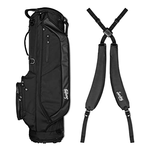 The Cruiser by Sunday Golf - Lightweight Full-Size Stand Bag with self-Balancing Double Strap - Carry or Use on Golf Cart - Best Value for 18 Holes, Walking or Driving Range, 4.75 pounds, Matte Black