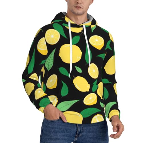 Sweat à capuche épais homme sweat-shirt molleton chaud motif citron