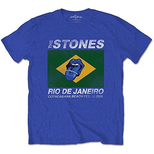The Rolling Stones Copacabana Blue Officiel T-Shirt Hommes Unisexe - Les Beatles, Paul McCartney, John Lennon, RIngo Starr, George Harrison The Rolling Stones Copacabana Blue Officiel T-Shirt Hommes Unisexe