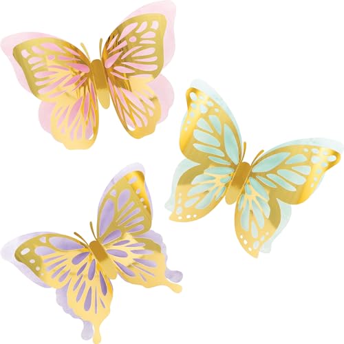 Golden Butterfly Wall Décor, 3 ct