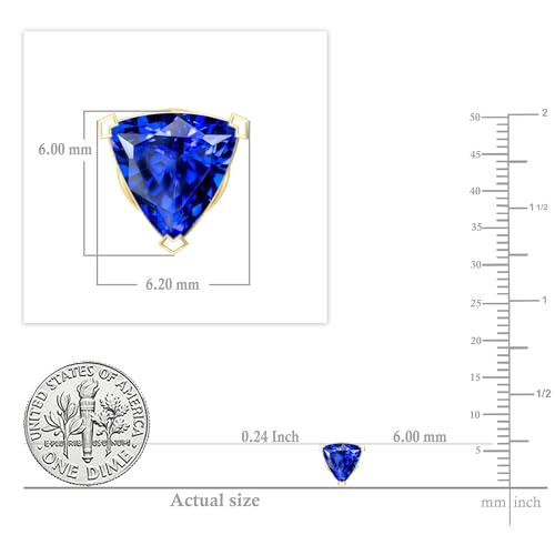 5.5x5.5mm Trillion Lab Created Blue Sapphire Solitaire Stud Earrings for Women in 18K Solid Gold3