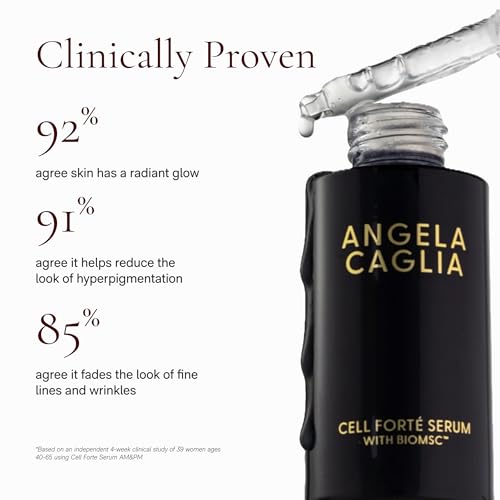 Angela Caglia Cell Forté Serum with SignalSource™ Technology, Human Stem Cell Conditioned Media for Visible Smoothness, Firmness, and Tone, 30ml / 1 fl oz