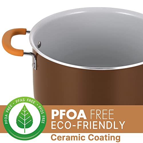 Eppmo Nonstick Ceramic Stockpot With Lid, Silicone Handle, 6 Quart #TOP3