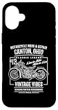 Custodia per iPhone 16 Plus Canton OH USA - Design vintage con motocicletta e avventura