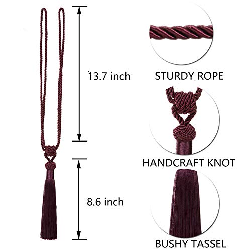 BEL AVENIR Curtain Tiebacks Hand-Woven Holdbacks Home Decorative Tassels Tiebacks (Purple, 4 Pack)