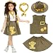 IKALI Kids Girls Zoo Keeper Costume Tiger Print Explorering Kit with Safari Vest & Hat