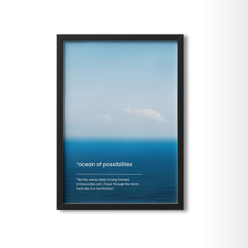 Image of Wall Framed Posters | 8x12 inch size | Motivational Quotes Posters |Ocean of Possibilities Motivational Wall Frame | Inspirational Quote Poster | Home & Office Wall Decor