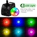 NATPOW Springbrunnenpumpe Aussen mit LED, RGB Teichpumpe für Miniteich, Aquariumpumpe mit 3M Kabel, 3 Wechselnden Farben, 3 Düsen, 800L/h 15W Gartenbrunnen Pumpe Klein für Gartenteich, Wasserfall