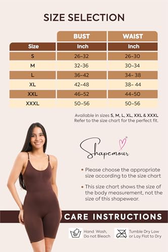 Image of SHAPEMOUR Mid Thigh Bodysuit Bodyshaper, Sculpting Design Shapewear for Women, Body Shaper with Silicone Grip, No Steel Bones for All Day Comfort, Smooth and Seamless Fit