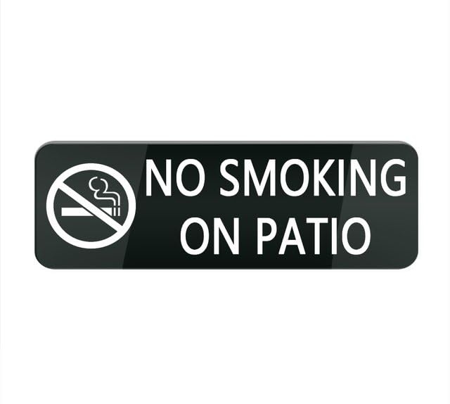 Acrylic Plastic Sign No Smoking On Patio Small Rectangular Sign for House/Business, Window/Front Door Acrylic Plastic Sign (Black 10X3 in)