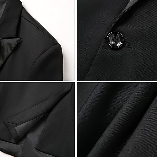 WZIKAI Mens Tuxedo Jacket Slim Fit One Button Solid Blazer Dress Suit for Wedding Prom Dinner Party4