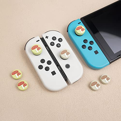 Ocanblu - Cute Mushroom Thumb Grip Caps, Compatible With Nintendo Switch/ Switch Oled/ Switch Lite, Soft Silicone Joystick Caps, 4Pcs #TOP3