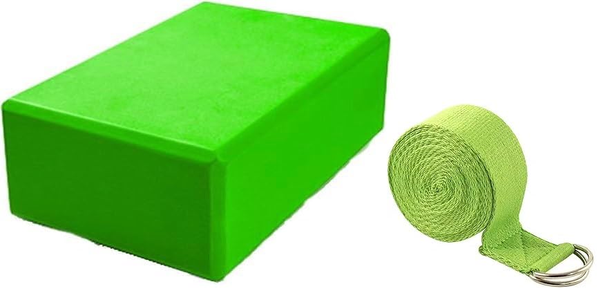 Serveuttam Yoga Blocks with Belt - EVA Foam Block with Cotton Belt | Yoga Block with Strap, Pilates & Yoga Props to Help Extend & Deepen Stretches, Yoga Kit for Stability (Green) (B0CC519XK1) Amazon Price History, Amazon Price Tracker