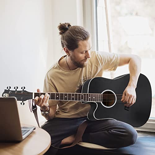 Vangoa Guitare acoustique 6 cordes pour gaucher Noir 104 cm - Les Beatles, Paul McCartney, John Lennon, RIngo Starr, George Harrison Vangoa Guitare acoustique 6 cordes pour gaucher Noir 104 cm – Image 6