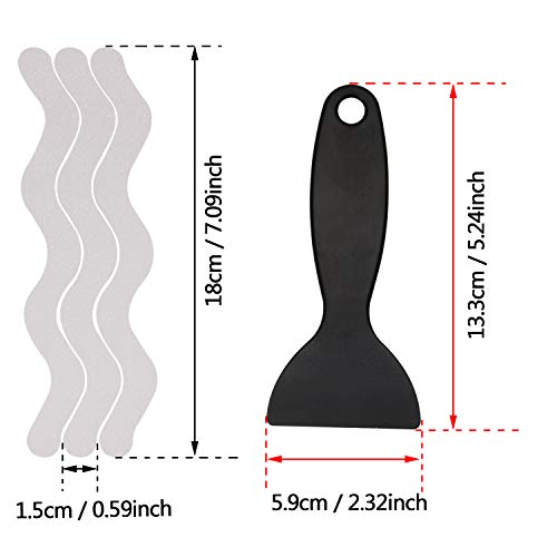 Tupalizy 24PCS Clear Bathtub Non Slip Stickers Anti Slip Tape Adhesive Strips Treads with Scraper for Shower Bathrooms Tubs Steps Stairs Slippery Floors Pools Kids Adults, 7 Inch