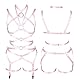 PETMHS Damen Punk Cut Out Harness Körper Voll Riemchen Dessous Taille Strumpfgürtel Set Elastizität Bralette Goth EDC Halloween Club Party Tanz Rave Wear (Rosa)