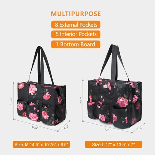 Image of TOPDesign Utility Water Resistant Tote Bag with 13 Pockets, Top Zipper Closure & Thick Bottom Support, for Working Women