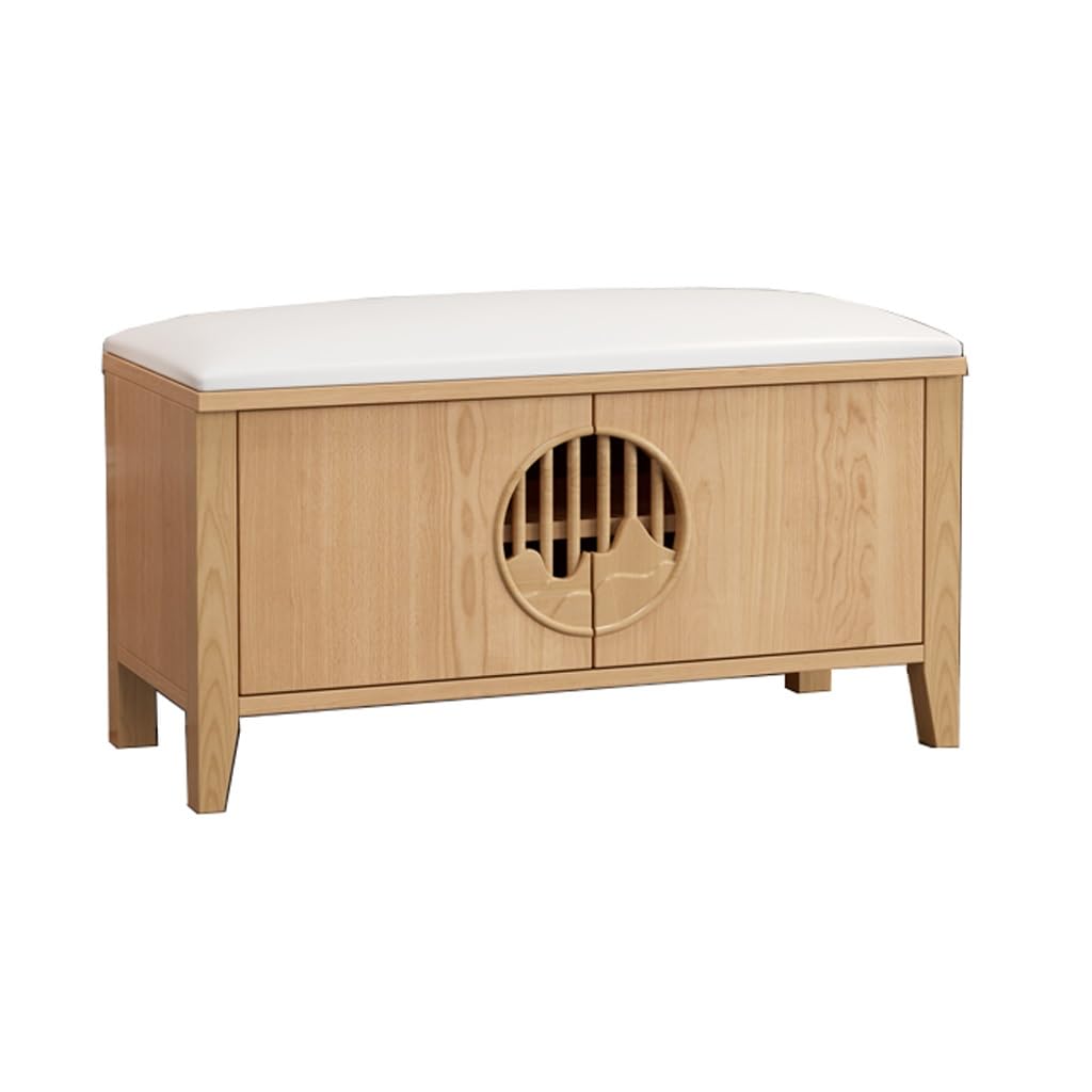 WDSOPK Footstool For Front Door Entrance Shoe Changing Stool Home Door Shoe Cabinet Wooden Can Sit Soft Cushion Cushion Entry Simple Entry Door Wear Shoe Cabinet Outdoor Bench S（B-M 70cm）