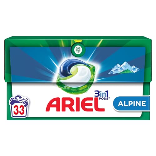 Ariel 3in1 Pods, Flüssigwaschmittel in Kapseln, 33 Waschgänge, Alpine, entfernt hartnäckige Flecken, auch nach 7 Tagen… – Ansicht 1