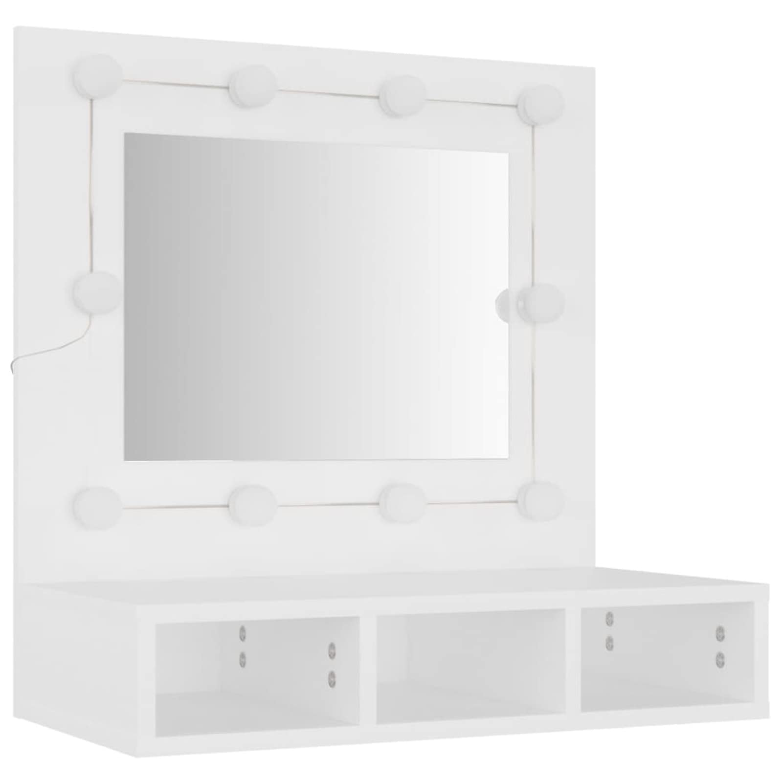 Mobile a Specchio con LED Bianco 60x31,5x62 cm,Armadietto bagno con luce Specchio contenitore con Illuminazione LED