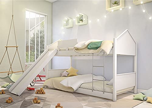 Beliche Montessoriana Casa Branco Neve com Escorregador