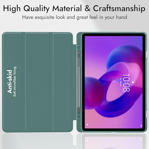 Image of Robustrion Case Cover for Lenovo Idea Tab Cover 11 inch with [Pencil Holder], Trifold Flip Cover Case for Lenovo Idea Tab Cover 11 inch [Auto Sleep Wake Support] - Dark Green