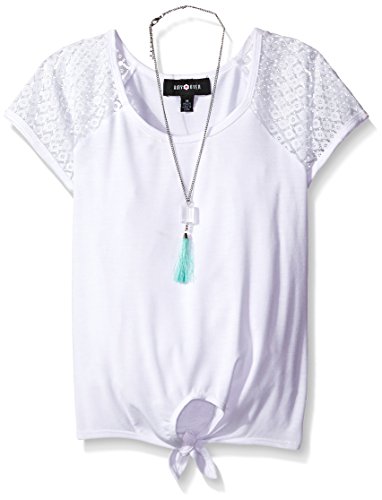 Amy Byer Girls' Lace Cap Sleeve Tie Front Top