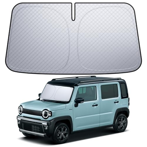 【6層断熱素材】 Lamicall スズキ ハスラー MR52S MR92S型 2代目 車 フロントガラス サンシェード : 車サンシェード 日除け 車 クルマ フロントサンシェード 車用 フロントガラス サンシェード 折り畳み式 カーシェード カー用品 遮光 uvカット 紫外線遮蔽 さんしえーど 擦り傷防止 断熱素材 暑さ対策 頑丈 収納ポーチ付き