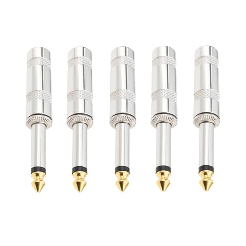 Connecteur jack mono 6,35 mm TS lot de 5 fiches males soudure pour cable haut parleur guitare