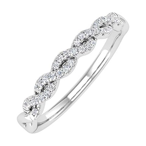 FINEROCK 1/10 Carat Twisted Diamond Wedding Band Ring in 10k White Gold (Ring Size 7.75) Cover