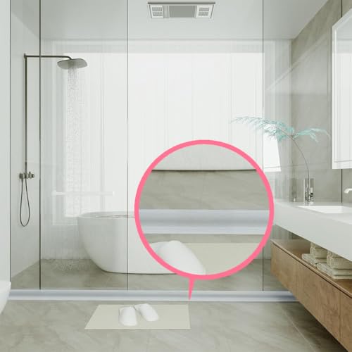 Image of HASTHIP 39Inch /1m Water Stopper with Glue - Sink Splash Guard in Kitchen Water Dam Barrier Strip Shower Silicone Bendable Water Stopper for Kitchen Sink, Transparent